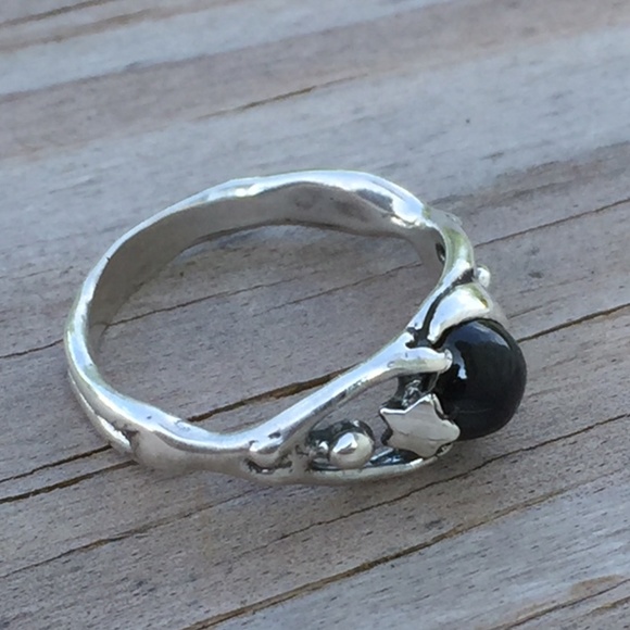 Moon Dancer Night Goddess Ring Sterling Silver w/ genuine Star Diopside USA - Picture 2 of 8